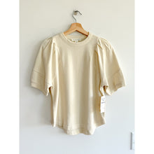Load image into Gallery viewer, Treasure &amp; Bond Pleated Puff Sleeve Cotton Blend Blouse Cream XXS NWT
