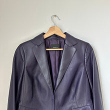 Load image into Gallery viewer, AKRIS Lamb Nappa Leather Collared Blazer Purple 12
