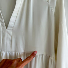 Load image into Gallery viewer, Amanda Uprichard Saffron Tiered V-Neck Mini Shirt Dress White XS
