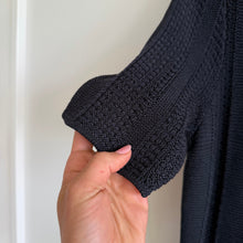 Load image into Gallery viewer, Hugo Boss Frizana Fitted Knit Jumper Short Sleeve Crewneck Dress Black M NWT
