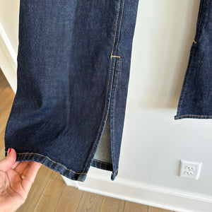 Oliver Logan Russel Denim High Waist Slit Hem Flared Jeans Blue 27