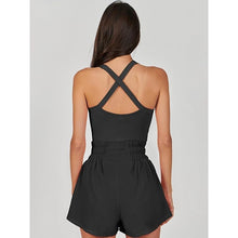 Load image into Gallery viewer, Anrabess Built-In Shorts Smocked Waist Sleeveless Tennis Mini Dress Black M NWT
