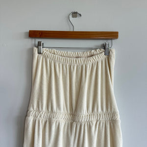 Beyond Yoga Tropez Strapless Leg Slit Hem High Rise Jumpsuit Pristine Cream XS