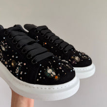 Load image into Gallery viewer, Alexander McQueen Crystal Sun Embellished Low Top Sneakers Black NEW

