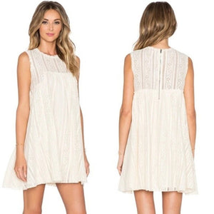 Free People Tu Es La Floral Lace Sleeveless Mini Dress Cream M
