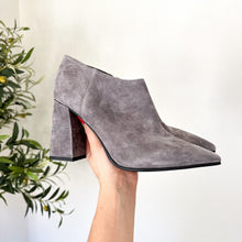 Load image into Gallery viewer, Marc Fisher Jayla Block Heel Suede Pointed-Toe Bootie Gray 8.5
