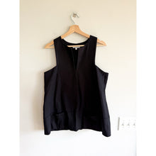 Load image into Gallery viewer, Emerson Fry Cotton A Line Mod Sleeveless Split Neck Top Black L
