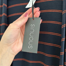 Load image into Gallery viewer, Sinuous Striped Open Front Side Slit Duster Cardigan Blue/Red S
