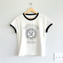 Load image into Gallery viewer, Zadig &amp; Voltaire University Paris Sequin Short Sleeve Graphic Tee White L

