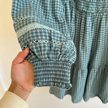 Load image into Gallery viewer, American Eagle Outfitters Plaid Smocked Mini Dress Teal L
