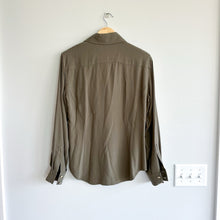 Load image into Gallery viewer, Vintage ESCADA Margaretha Ley Silk Padded Shoulder Shirt Blouse Olive

