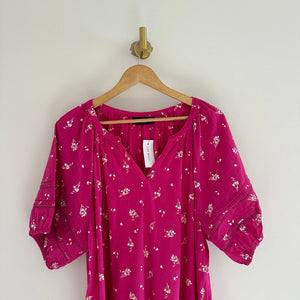 Lane Bryant Floral V-Neck Short Sleeve Blouse Pink 18 NEW