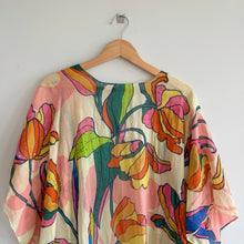 Load image into Gallery viewer, Aratta Silent Journery Floral Beaded Tassel Fringe Hem Kimono Top Pink OS NWT
