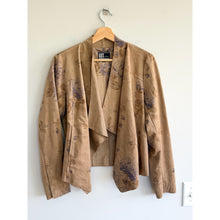 Load image into Gallery viewer, Kut From The Kloth Tayanita Faux Suede Draped Front Jacket Brown Multi M
