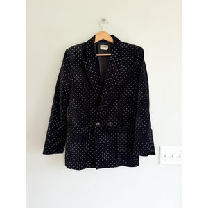 Zadig & Voltaire Visko Velvet Glitter Dots Wool Single-Breasted Blazer Black 42