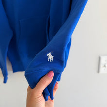 Load image into Gallery viewer, Polo Ralph Lauren USA American Flag Patch Fleece Hoodie Sweatshirt Royal Blue M
