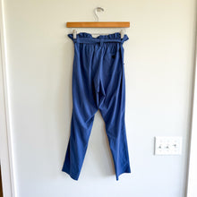 Load image into Gallery viewer, Athleta Skyline High Rise Straight Belted Paperbag Pants Blue 2P
