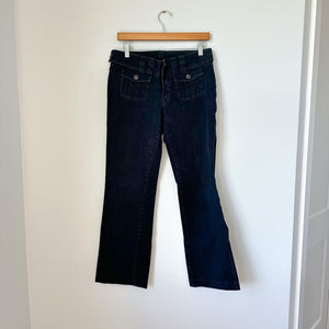 Sundance Patch Pocket Mid Rise Stretch Straight Leg Pants Black
