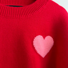 Load image into Gallery viewer, English Factory Heart Crew Neck Knit Pullover Sweater Red M
