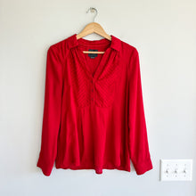 Load image into Gallery viewer, Anthropologie Maeve Long Sleeve Popover Button Chiffon Blouse Red 6
