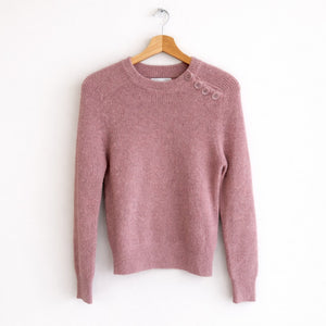 Antik Batik Alpaca Blend Crew Knit Long Sleeve Button Shoulder Sweater Pink S
