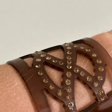 Load image into Gallery viewer, Wide Cuff Rhinestone Bangle Bracelet Brown
