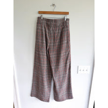 Load image into Gallery viewer, Commense Plaid Pattern High Rise Wide Leg Pants Brown Red L NWT
