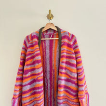 Load image into Gallery viewer, NWT Free People Pink Tiger Knit Open Front Duster Cardigan Pink/Orange XS
