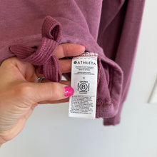 Load image into Gallery viewer, Athleta Marina Crew Neckline Long Sleeve Tie Button Sweatshirt Pink M
