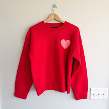 Load image into Gallery viewer, English Factory Heart Crew Neck Knit Pullover Sweater Red M
