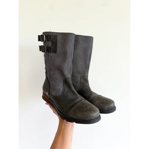 Sorel Major Pull On Mid-Calf Waterproof Winter Boots Grey 10 NEW