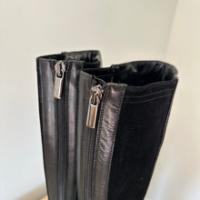 Load image into Gallery viewer, Aquatalia Leather Zip Up Round Toe Knee High Casual Boots Black 8.5
