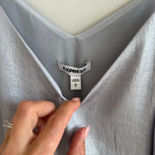 Load image into Gallery viewer, Express Cami Strap V-Neck Tank Silver L NWT
