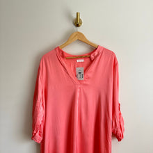 Load image into Gallery viewer, Coastal Bloom Satin V-Neck Italian Dress Coral Pink NWT
