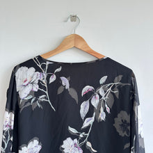 Load image into Gallery viewer, White House Black Market Silk New Romance Floral Sheer Sleeve Ruffle Blouse
