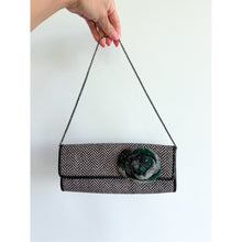 Load image into Gallery viewer, Santi Chevron Pattern Sequin Accent Chain Strap Clutch Bag Black
