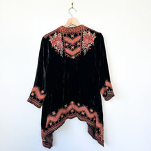 Load image into Gallery viewer, Johnny Was Elim Velvet Draped Embroidered Kimono Cardigan S NWT
