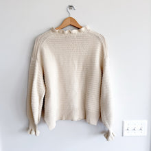 Load image into Gallery viewer, Madewell Ruffle-Neck Long Sleeve Casual Pullover Sweater Cream L
