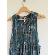 Load image into Gallery viewer, Free People Purple Haze Ruffles V-Neck Tiered Tunic Teal S
