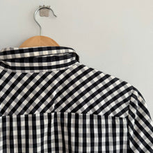 Load image into Gallery viewer, Lafayette 148 Gingham Pattern Long Sleeve Button Up Shirt Black White 6
