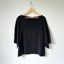 Load image into Gallery viewer, Lafayette 148 New York Ribbed Round Neck 3/4 Sleeve Pullover Sweater Black L
