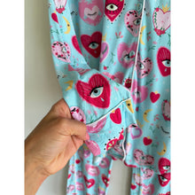 Load image into Gallery viewer, Posh Peanut Sweet Fiona Collection Evil Eye Luxe Pajama Pant Set Blue Pink S
