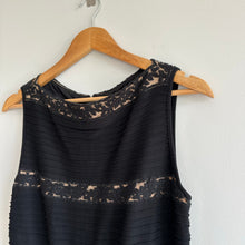 Load image into Gallery viewer, Tadashi Shoji Bateau Pintuck Jersey Lace Sleeveless Dress Black M
