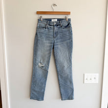 Load image into Gallery viewer, Evereve The Ever Straight High Rise Distressed Denim Cropped Jeans Blue 26
