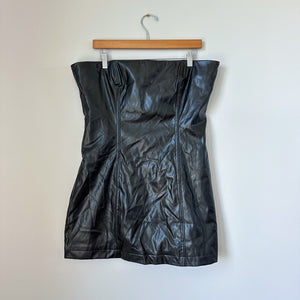 Princess Polly Hailey Strapless Faux Leather Lined Mini Dress Black 12 NWT