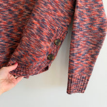 Load image into Gallery viewer, Madewell Space Dye Side Button Crew Neck Pullover Sweater Space Dye Sangria S
