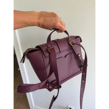 Load image into Gallery viewer, Senvere Mini Maestra Pebbled Leather Convertible Handbag Backpack Plum
