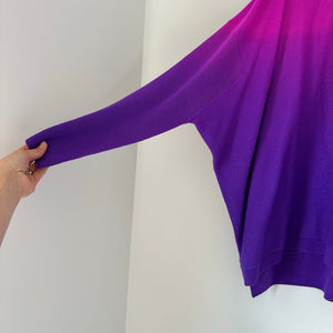 Kujten Jessy Dye Cashmere Round Neck Casual Pullover Sweater Purple One Size NWT