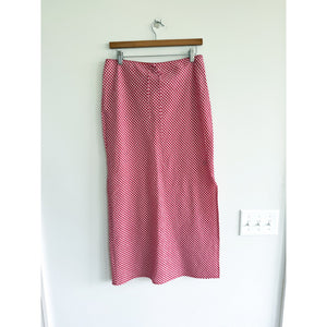 Wild Fable Gingham Pattern Side Slit Midi Skirt Red White M