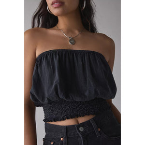 Urban Outfitters Strapless Cropped Tube Top Weathered Black L NWT
